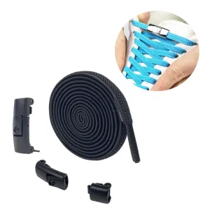 (1 pair) 8mm Elastic Shoelaces without Tying Quick Release Shoelaces - Black