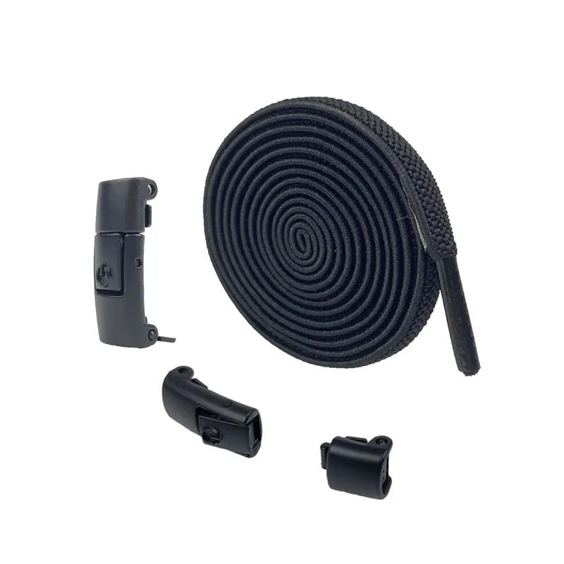(1 pair) 8mm Elastic Shoelaces without Tying Quick Release Shoelaces - Black