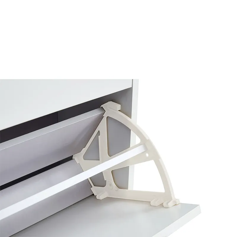 31.5" White Wooden Shoe Storage Cabinet with 2 Flip Drawers & Metal Legs