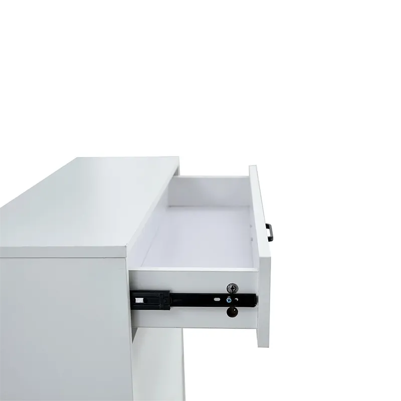 31.5" White Wooden Shoe Storage Cabinet with 2 Flip Drawers & Metal Legs