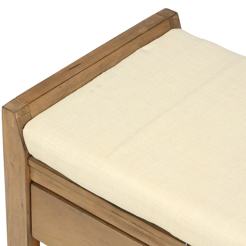 39" Entryway Old Pine Storage Bench Shoe Rack with Cushioned Seat and 2 Drawers