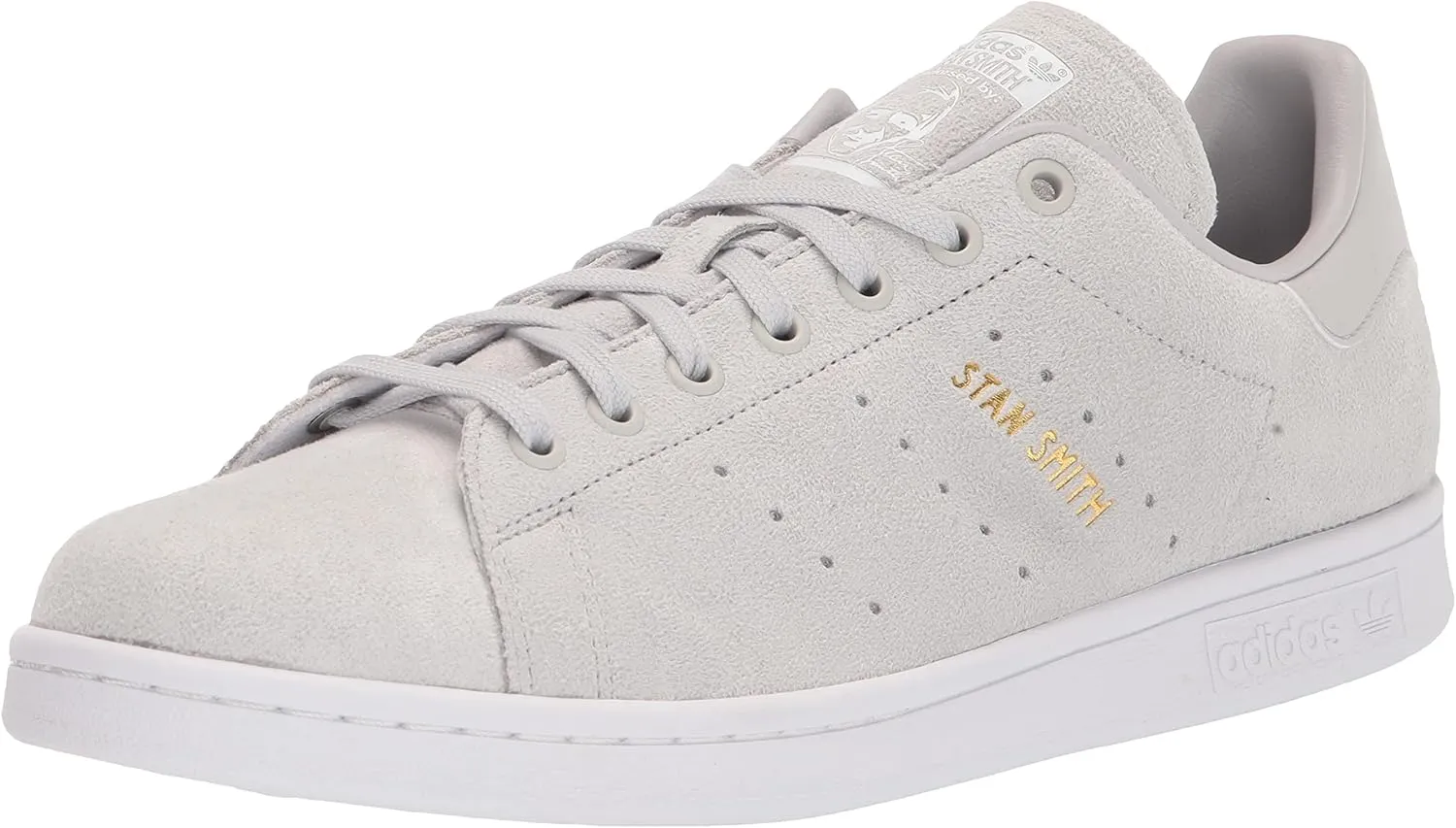 adidas Originals Men's Stan Smith Sneaker, Grey/White/Gold Metallic, 8
