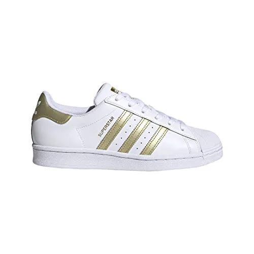 adidas Originals Women's Superstar Sneaker, White/Gold Metallic/White, 9.5