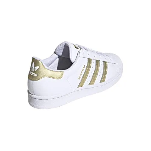 adidas Originals Women's Superstar Sneaker, White/Gold Metallic/White, 9.5