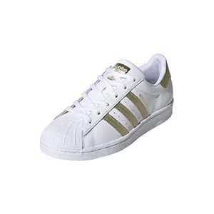 adidas Originals Women's Superstar Sneaker, White/Gold Metallic/White, 9.5