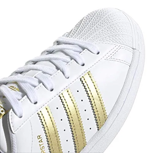 adidas Originals Women's Superstar Sneaker, White/Gold Metallic/White, 9.5