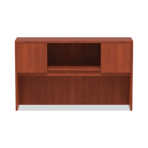 Alera Valencia Series Hutch With Doors, 4 Compartments, 58.88w X 15d X 35.38h, Medium Cherry