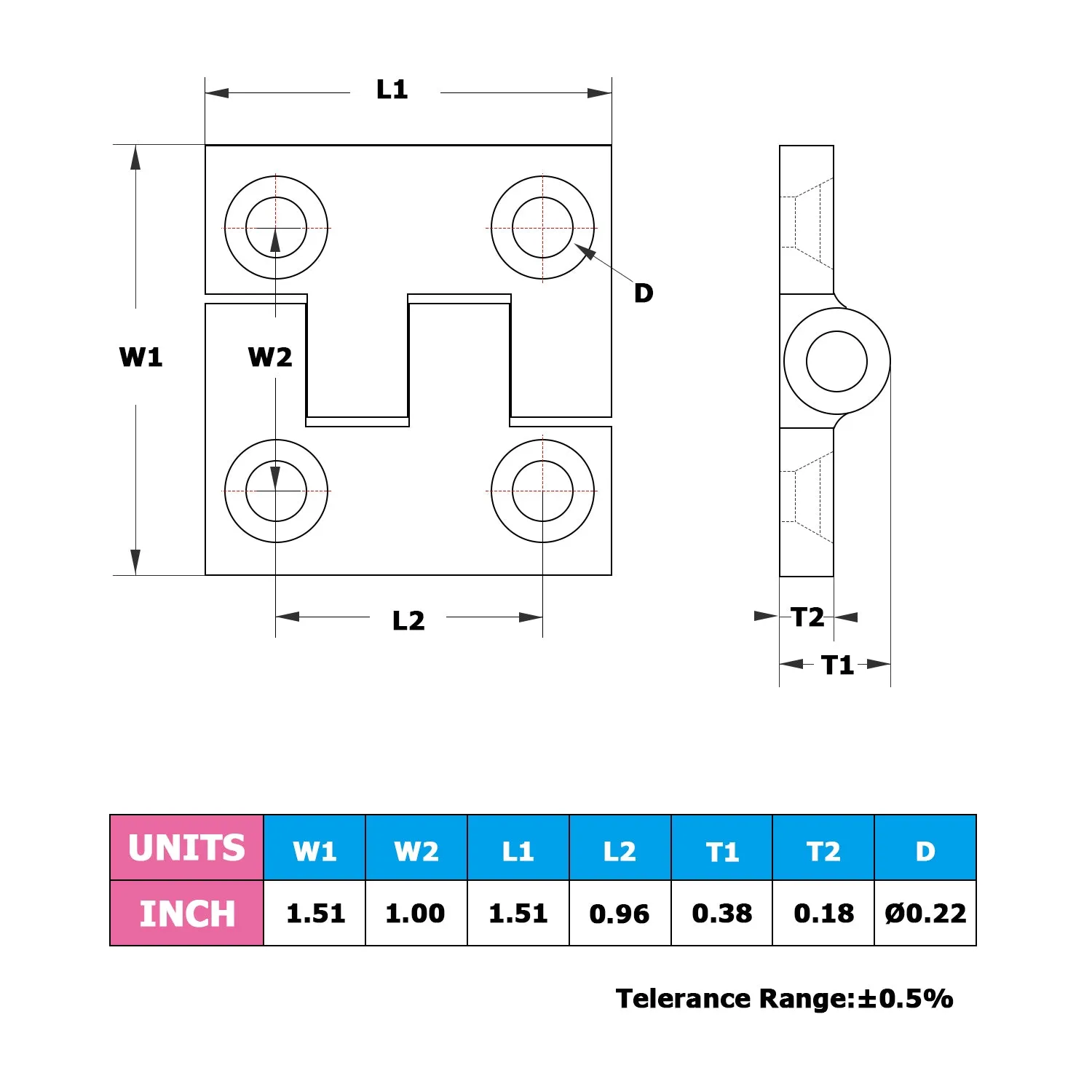 AMYSPORTS Marine Hinge 38*38mm 2Pcs