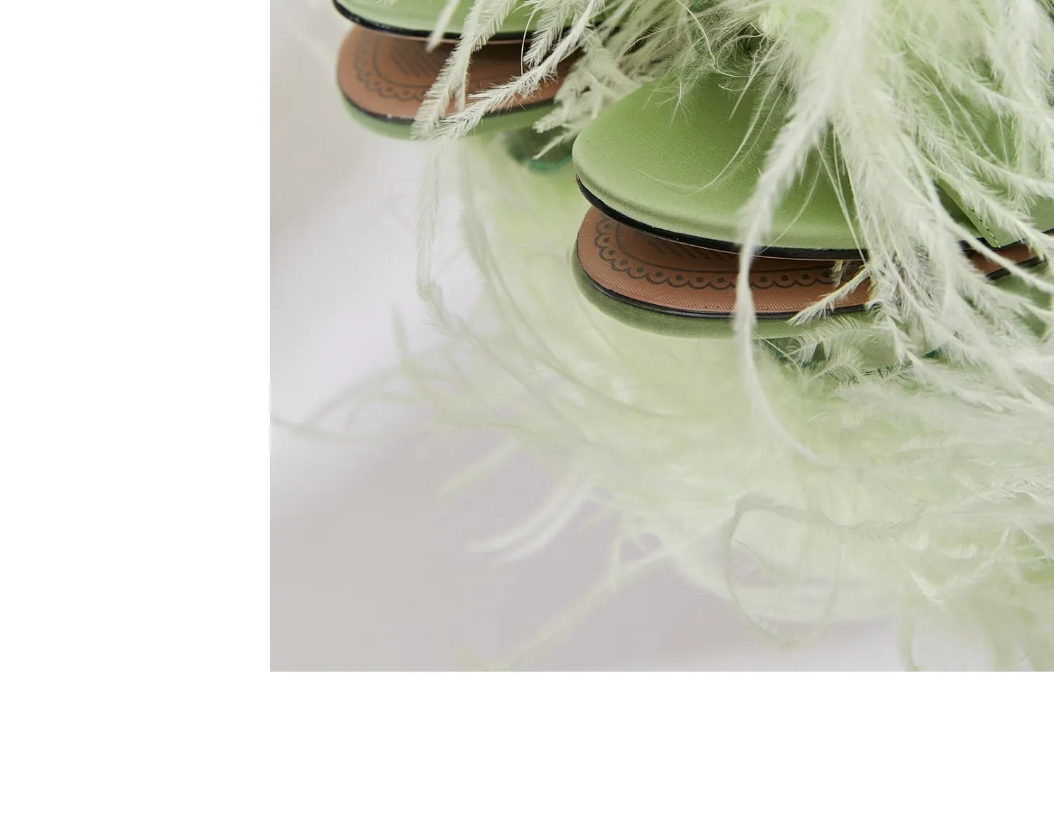 B-FEI Original Design Niche Design Romantic Feather Fruit Green Sexy High Heels Sandals- Diana