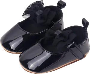 Baby Girls Summer Casual Solid Color PU Leather Sandals Toddler Infant Tulle Lace Mesh Bow Loo Heels Soft Sole Shoes