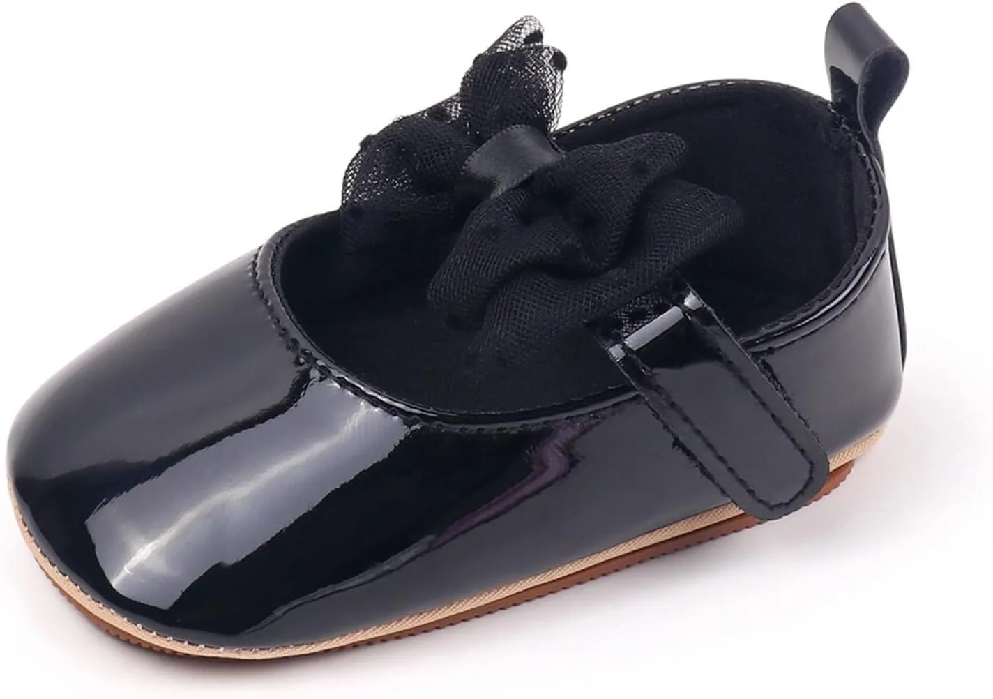 Baby Girls Summer Casual Solid Color PU Leather Sandals Toddler Infant Tulle Lace Mesh Bow Loo Heels Soft Sole Shoes