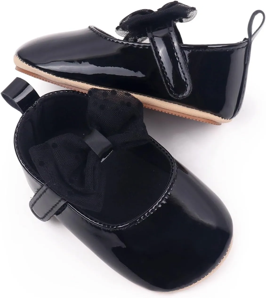 Baby Girls Summer Casual Solid Color PU Leather Sandals Toddler Infant Tulle Lace Mesh Bow Loo Heels Soft Sole Shoes