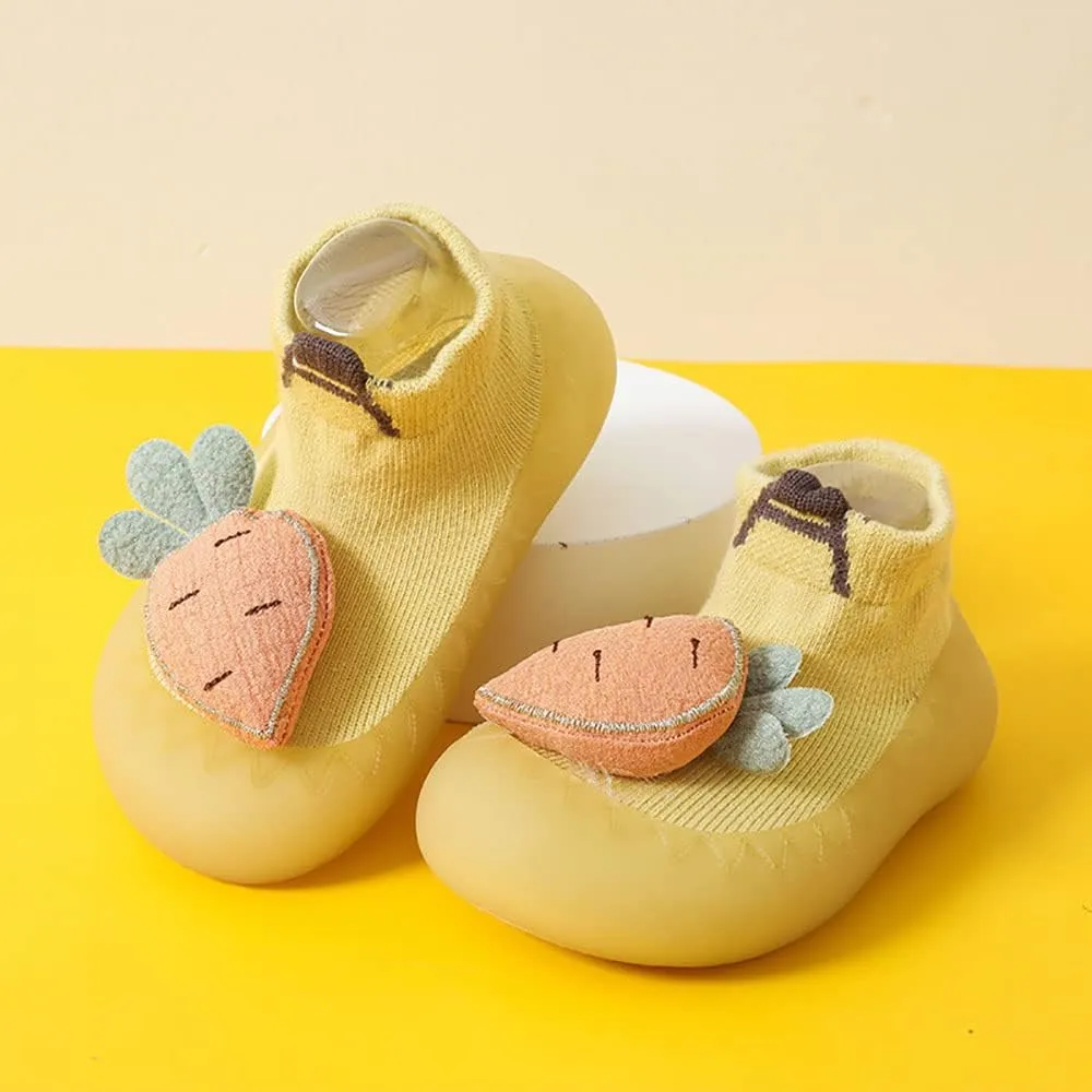 Baby Sock Shoes(0~36 months) Toddler Non-Slip Soft Bottom First Walking Shoes Breathable Lightwewight Cute Animal Rubber Sole Shoes Floor Slippers for Boys Girls