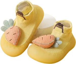 Baby Sock Shoes(0~36 months) Toddler Non-Slip Soft Bottom First Walking Shoes Breathable Lightwewight Cute Animal Rubber Sole Shoes Floor Slippers for Boys Girls