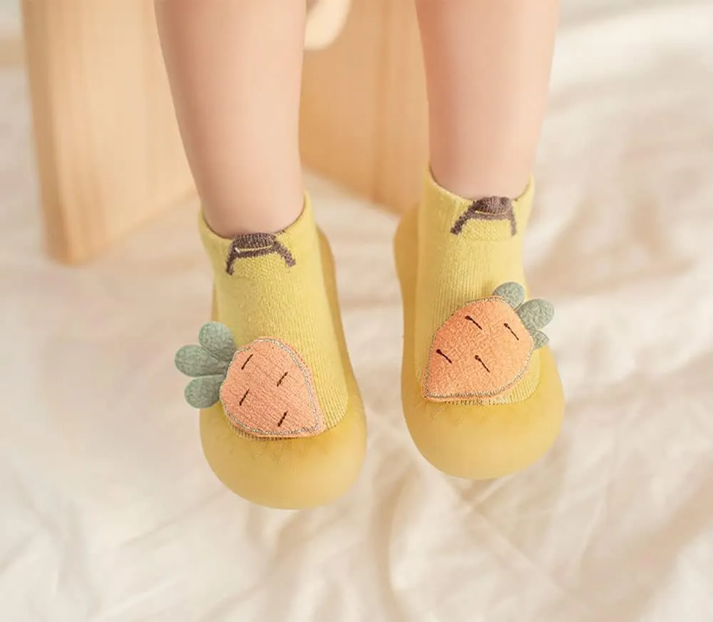 Baby Sock Shoes(0~36 months) Toddler Non-Slip Soft Bottom First Walking Shoes Breathable Lightwewight Cute Animal Rubber Sole Shoes Floor Slippers for Boys Girls