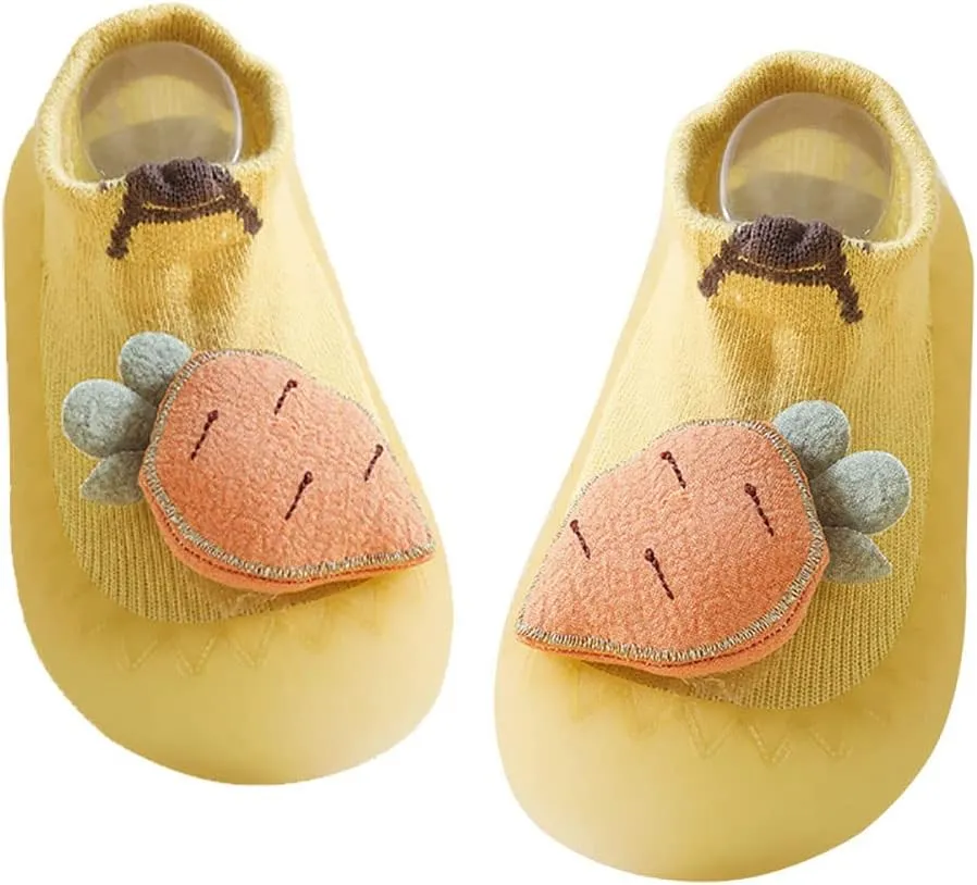 Baby Sock Shoes(0~36 months) Toddler Non-Slip Soft Bottom First Walking Shoes Breathable Lightwewight Cute Animal Rubber Sole Shoes Floor Slippers for Boys Girls