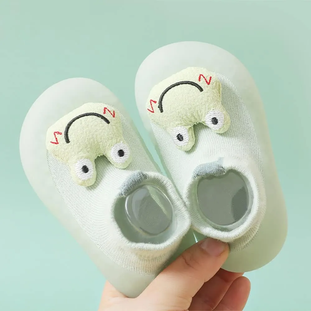 Baby Sock Shoes(0~36 months) Toddler Non-Slip Soft Bottom First Walking Shoes Breathable Lightwewight Cute Animal Rubber Sole Shoes Floor Slippers for Boys Girls