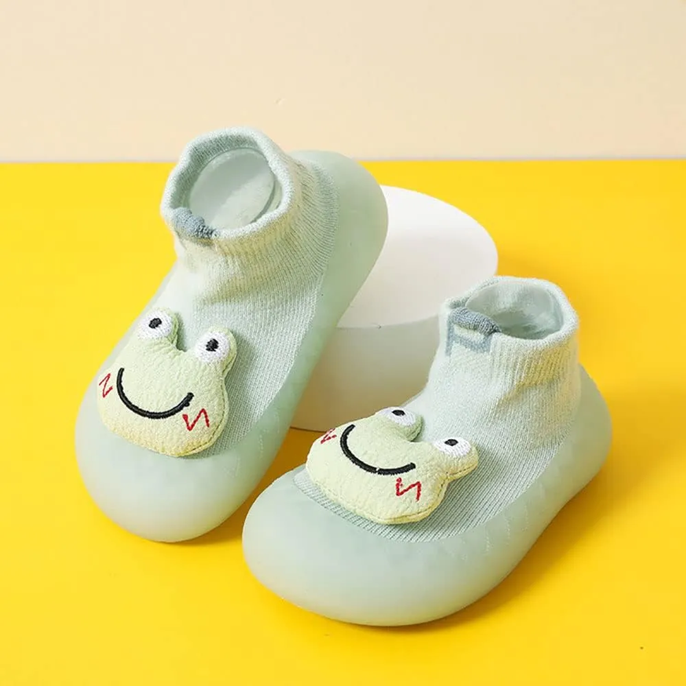 Baby Sock Shoes(0~36 months) Toddler Non-Slip Soft Bottom First Walking Shoes Breathable Lightwewight Cute Animal Rubber Sole Shoes Floor Slippers for Boys Girls