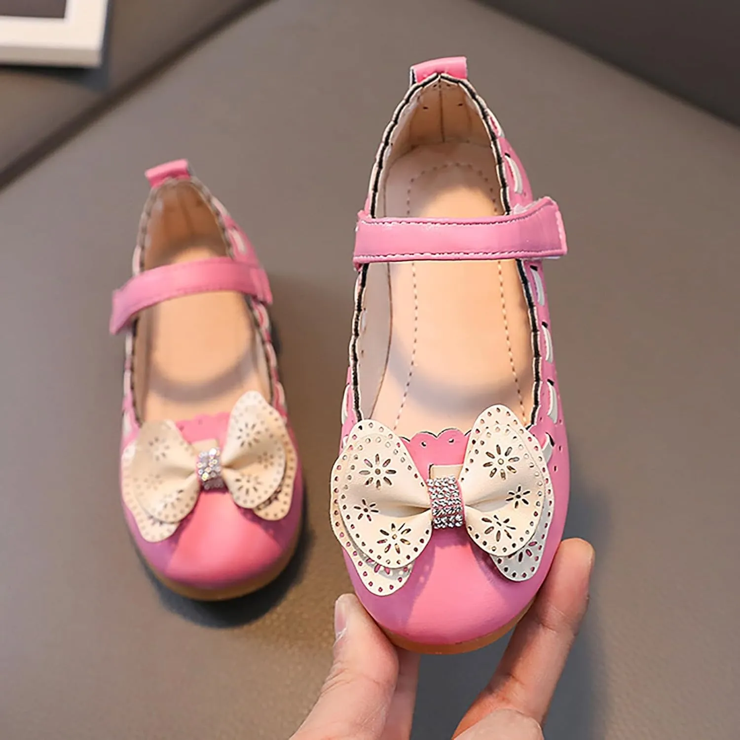 Beach Flat Sandals For Toddler Little Kid Big Kids Girls Baby Shoes Bow Decorated Shoes Sandals Dancing Infant Pearl Bling Single Kids Girl Wedding Party for Toddler Big Kid