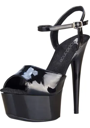 Black Platform Sandal With Quick Release Strap 6in Heel Size 7