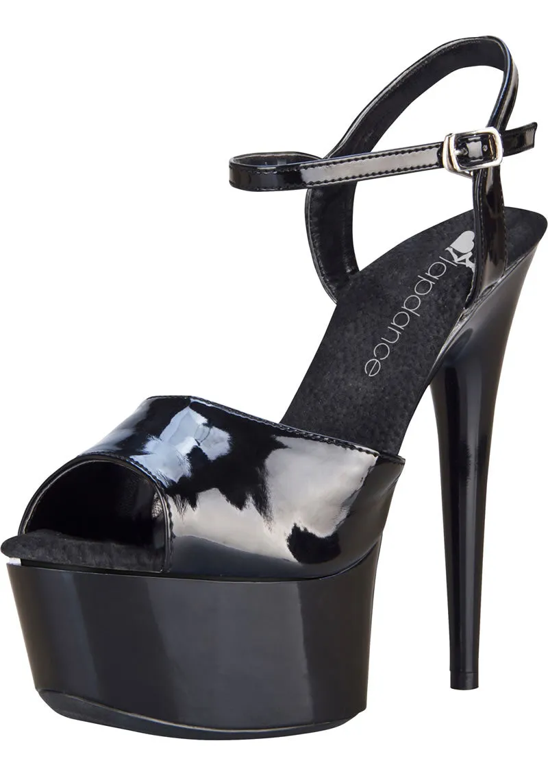Black Platform Sandal With Quick Release Strap 6in Heel Size 7
