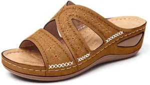 Blisscomfy Arch Support Wide Toe Box Open Toe Sandals,Damping Sole Upgradation Stretch Lightweight Sandals