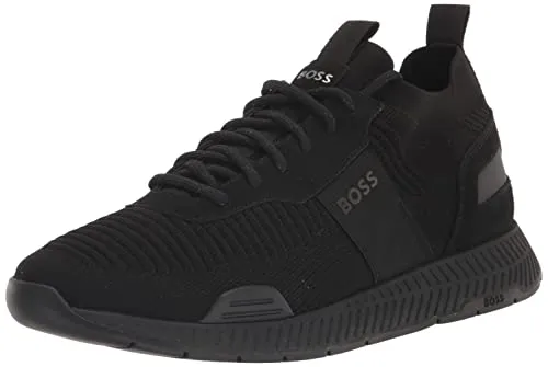 BOSS mens Mesh Mix Running Sneaker, Black Oil, 10 US