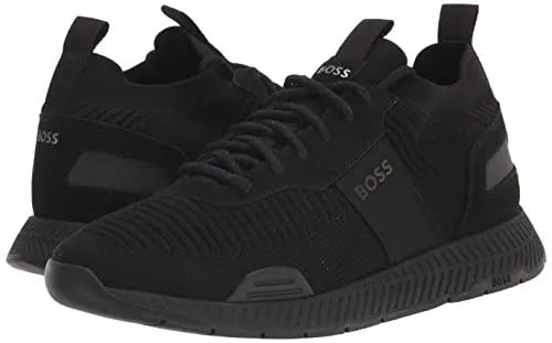 BOSS mens Mesh Mix Running Sneaker, Black Oil, 10 US