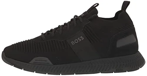 BOSS mens Mesh Mix Running Sneaker, Black Oil, 10 US