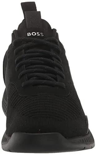 BOSS mens Mesh Mix Running Sneaker, Black Oil, 10 US