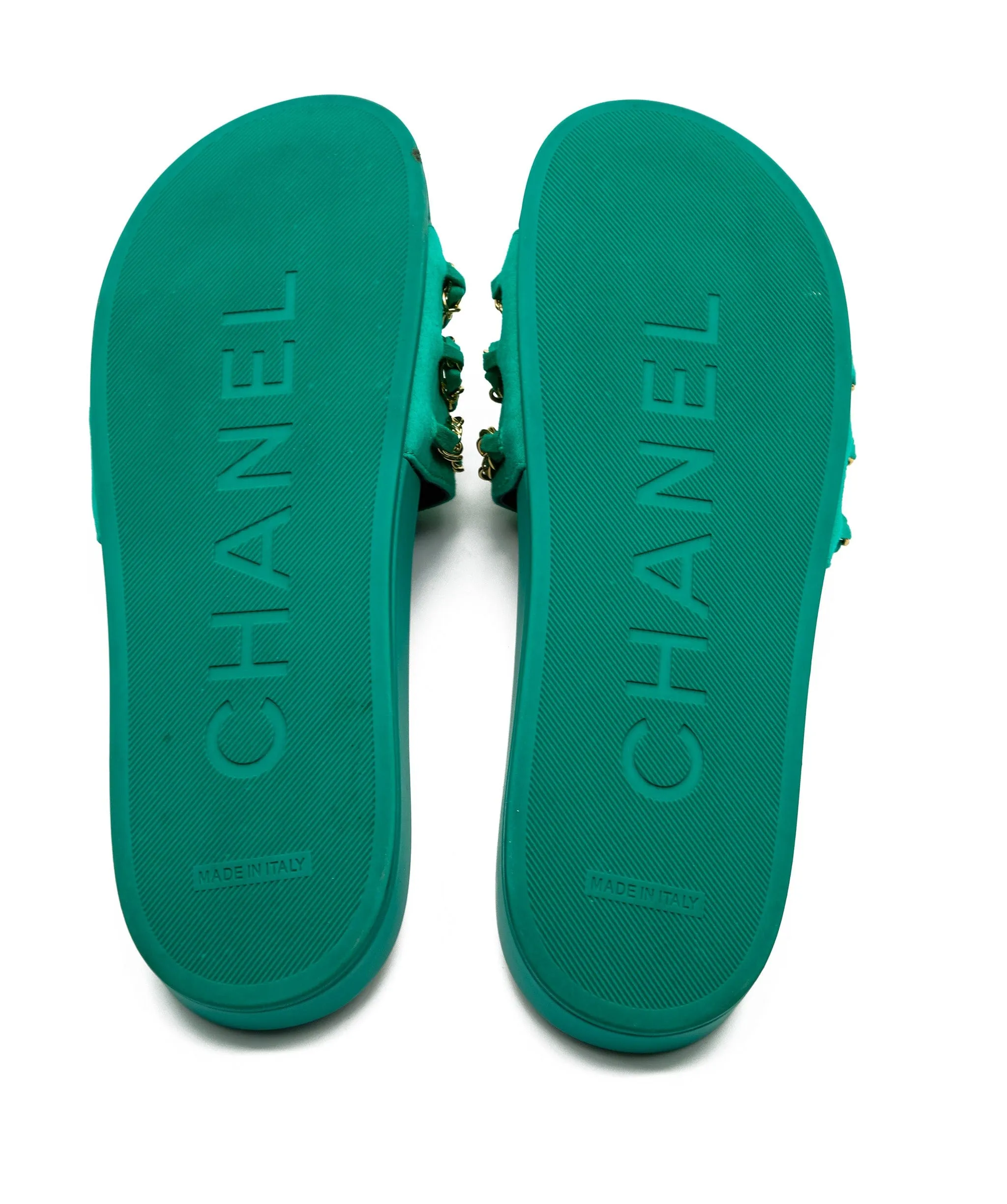 Chanel Chain Sandals Green RJC1366