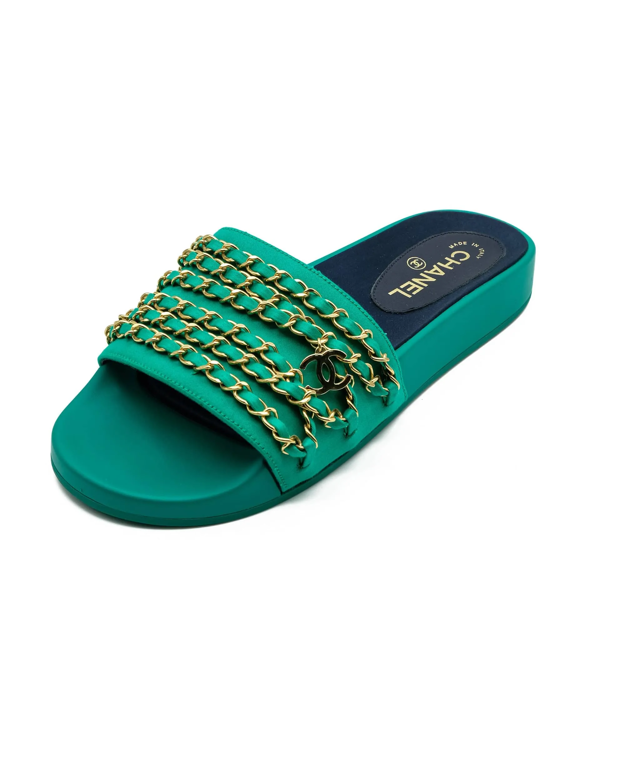 Chanel Chain Sandals Green RJC1366