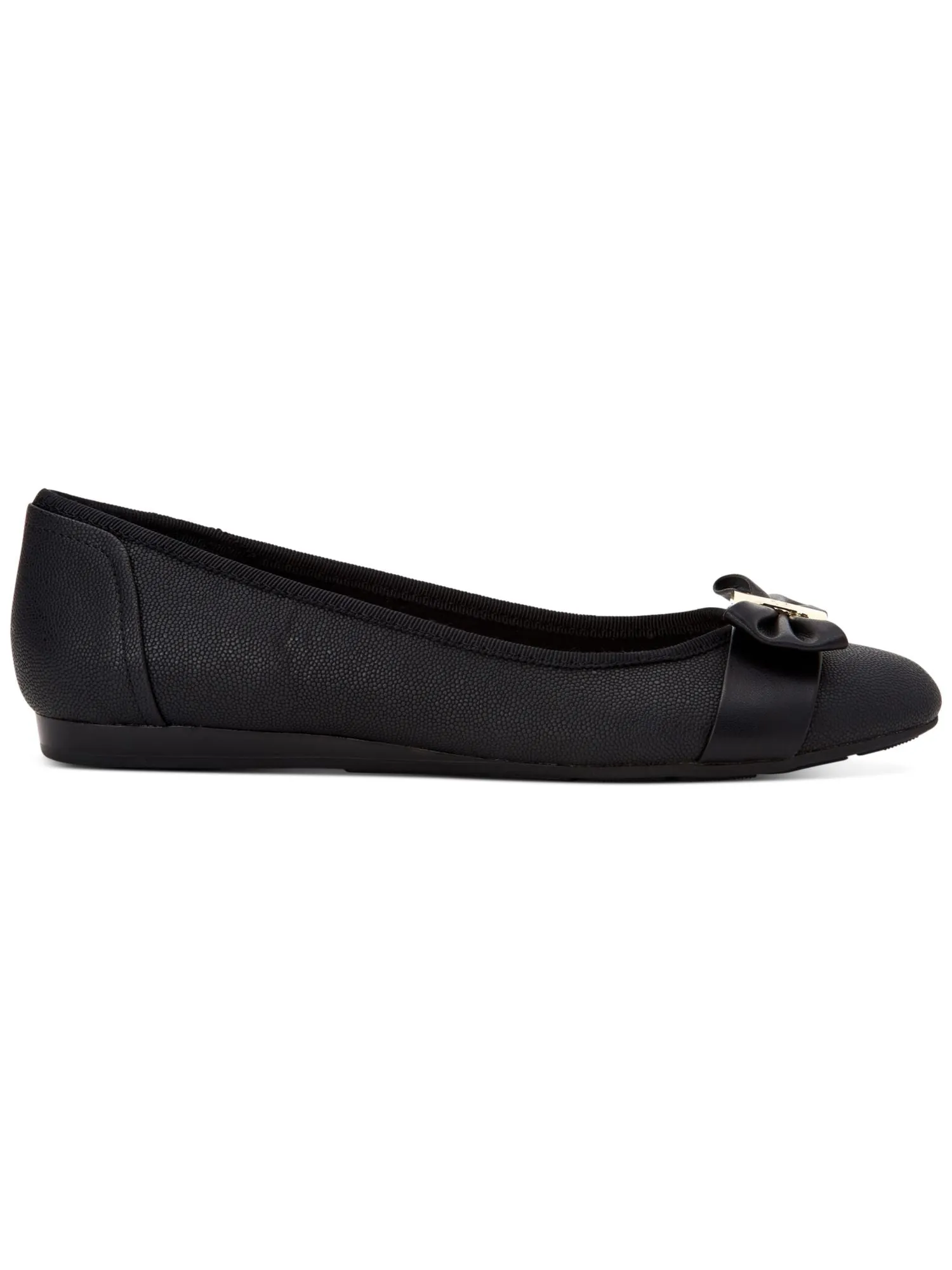 CHARTER CLUB Womens Black Bow Detail Chunky Hardware Cushioned Pimmas Almond Toe Slip On Ballet Flats M