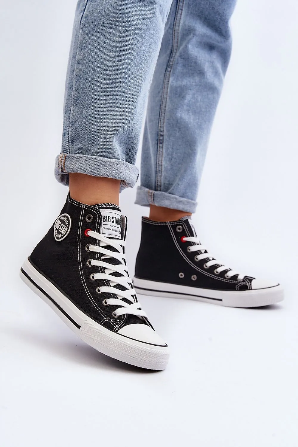Classic High-Top WHT-BLK Canvas Sneakers