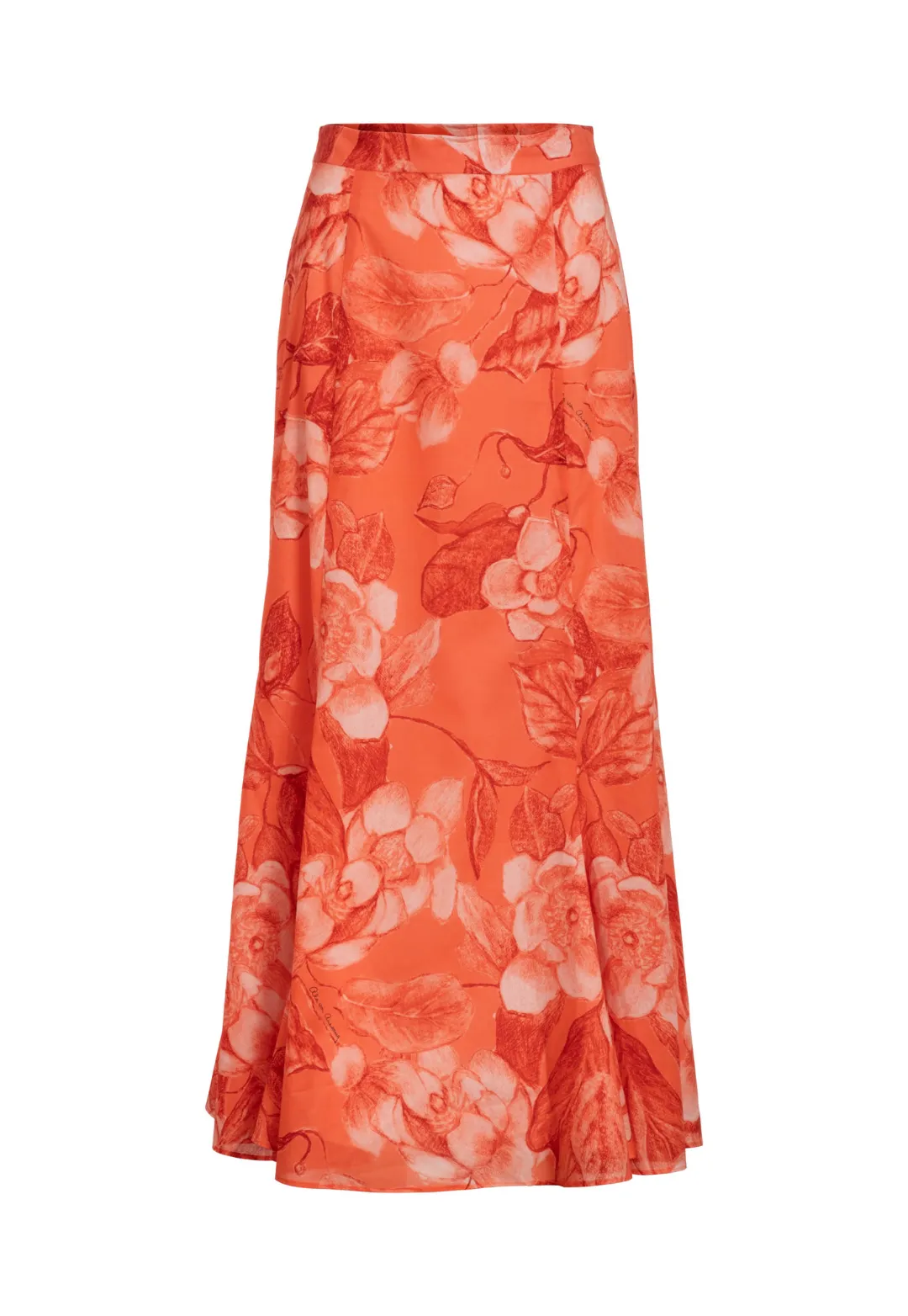 Crawford Cotton Skirt in Coral Grandiflora