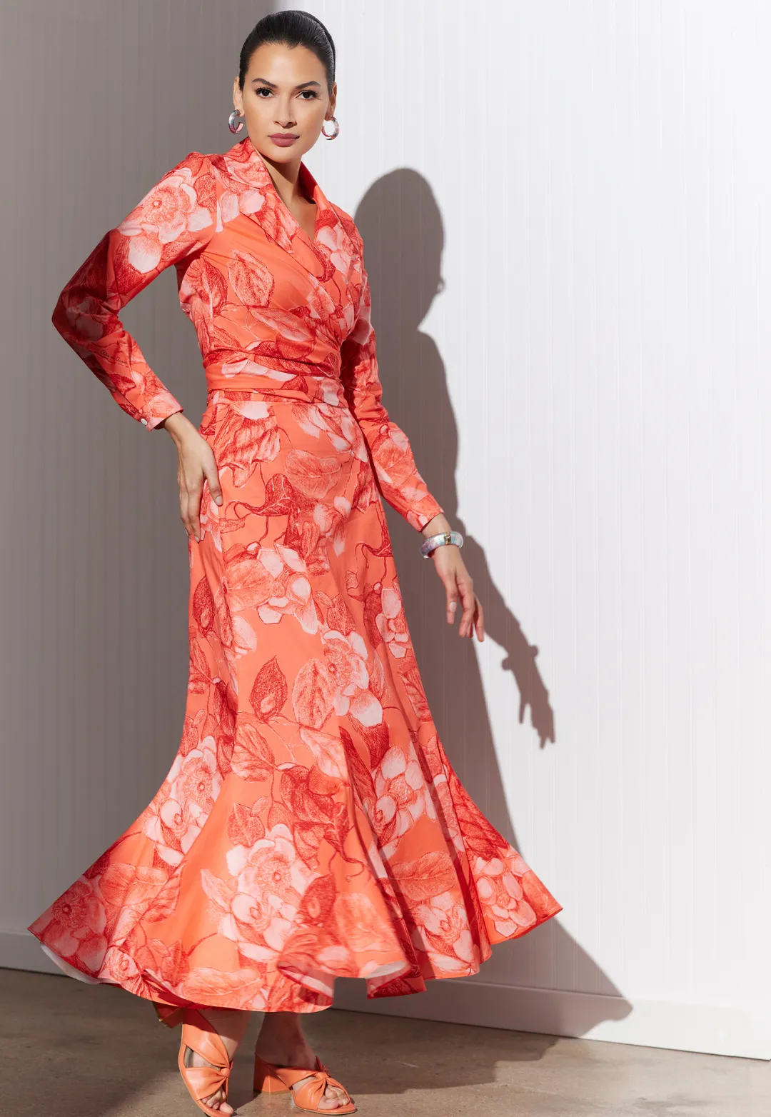 Crawford Cotton Skirt in Coral Grandiflora
