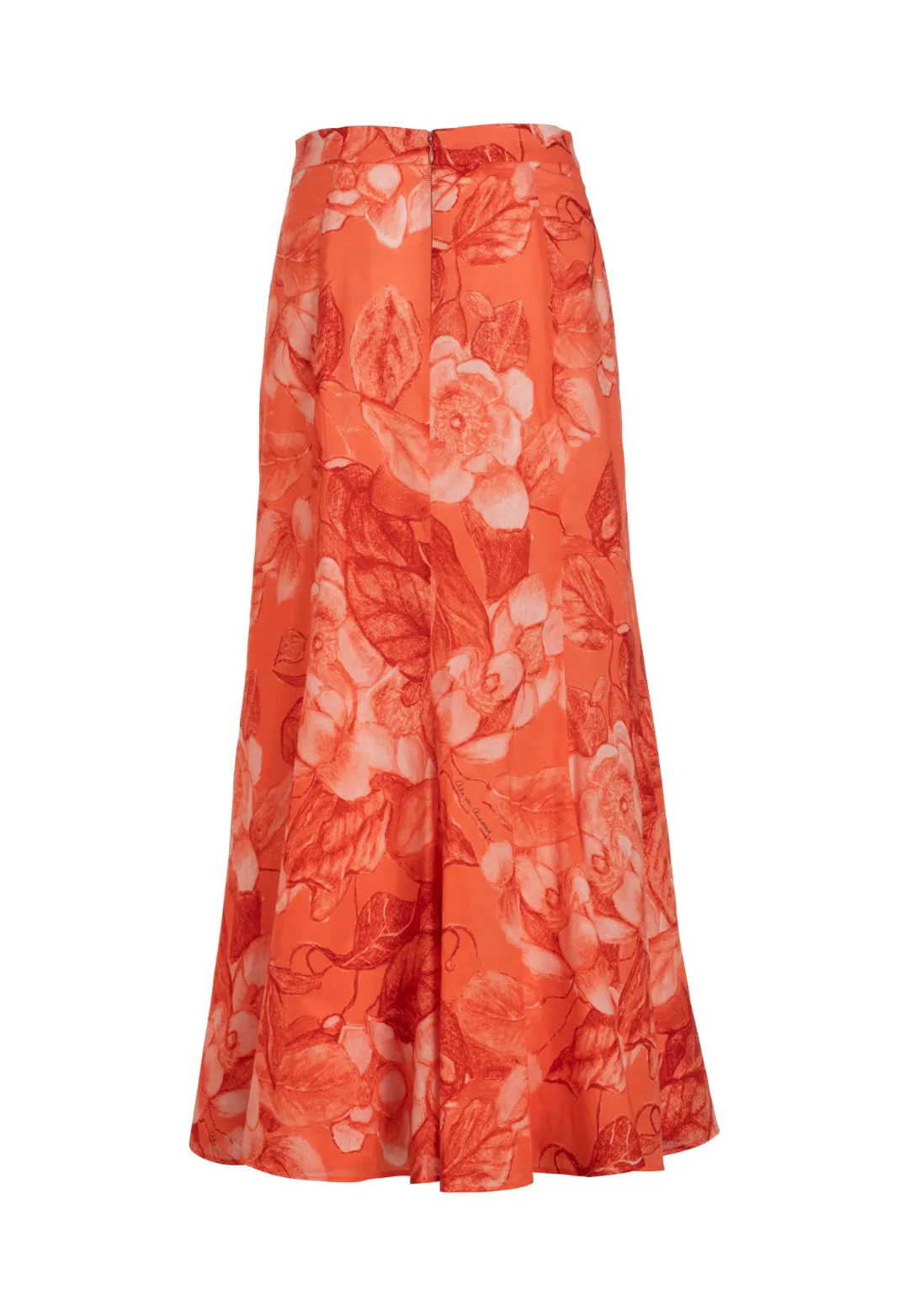 Crawford Cotton Skirt in Coral Grandiflora