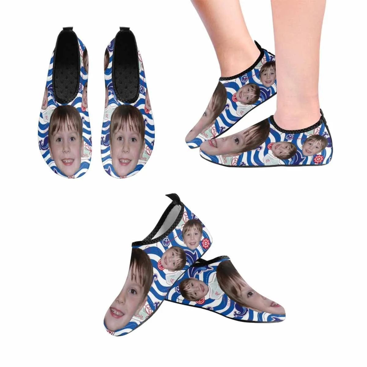 Custom Face Ship Kid's Barefoot Slip-on for sport Quick-Dry Aqua Shoes
