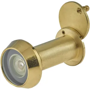 Door Viewer 200 Degree Glass Lens - 14mm Dia. - THICK 50-75mm Doors -  Polished Brass