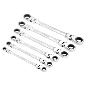 Draper Hi-Torq® Metric Flexible Head Double Ring Ratchet Spanner Set (6 Piece) - 8231FBSMM/6