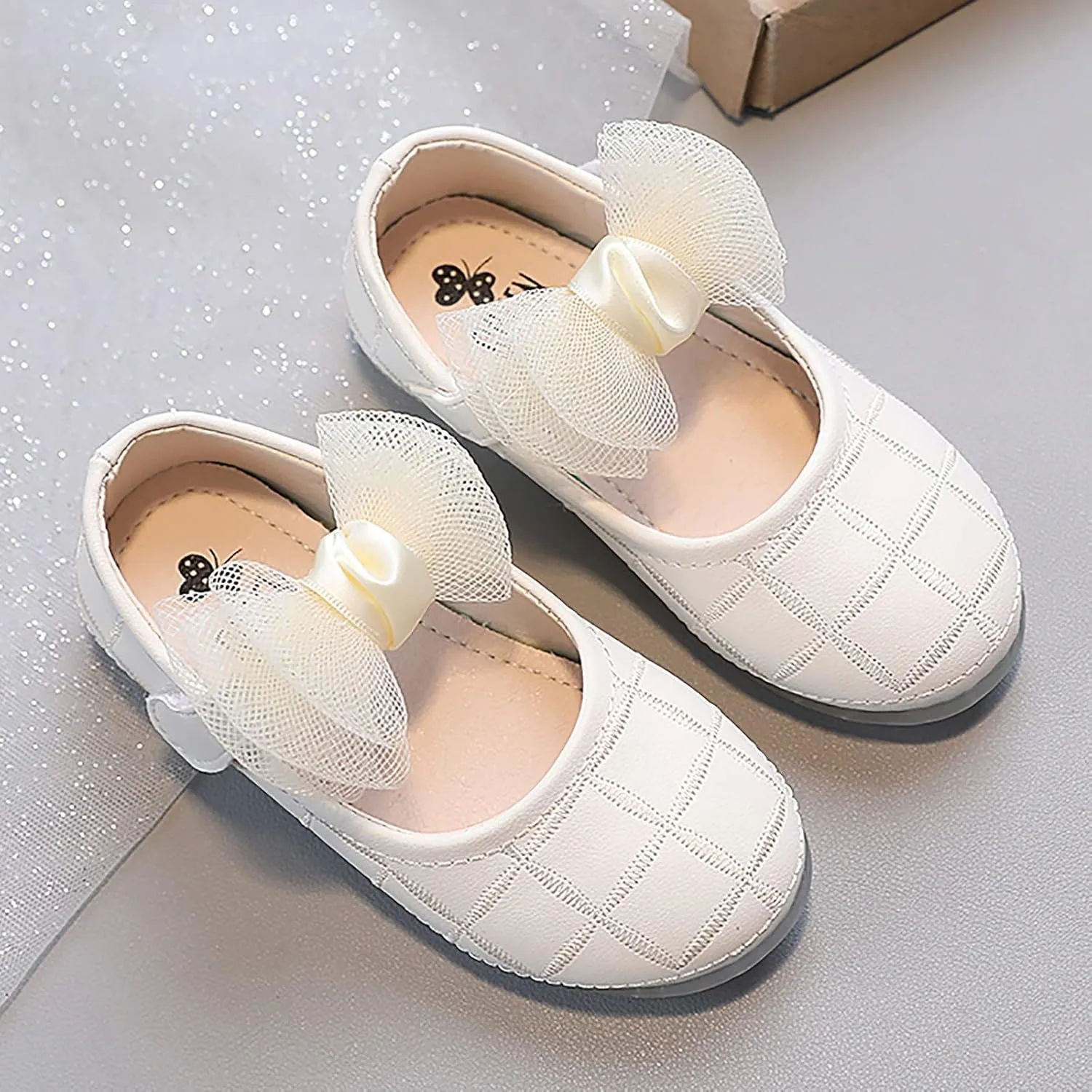 Flower Girls Dress Shoes Mary Jane Bow Ballet Flat for Wedding Pary School Toddler/Little Kid Girls Sweet Shoes