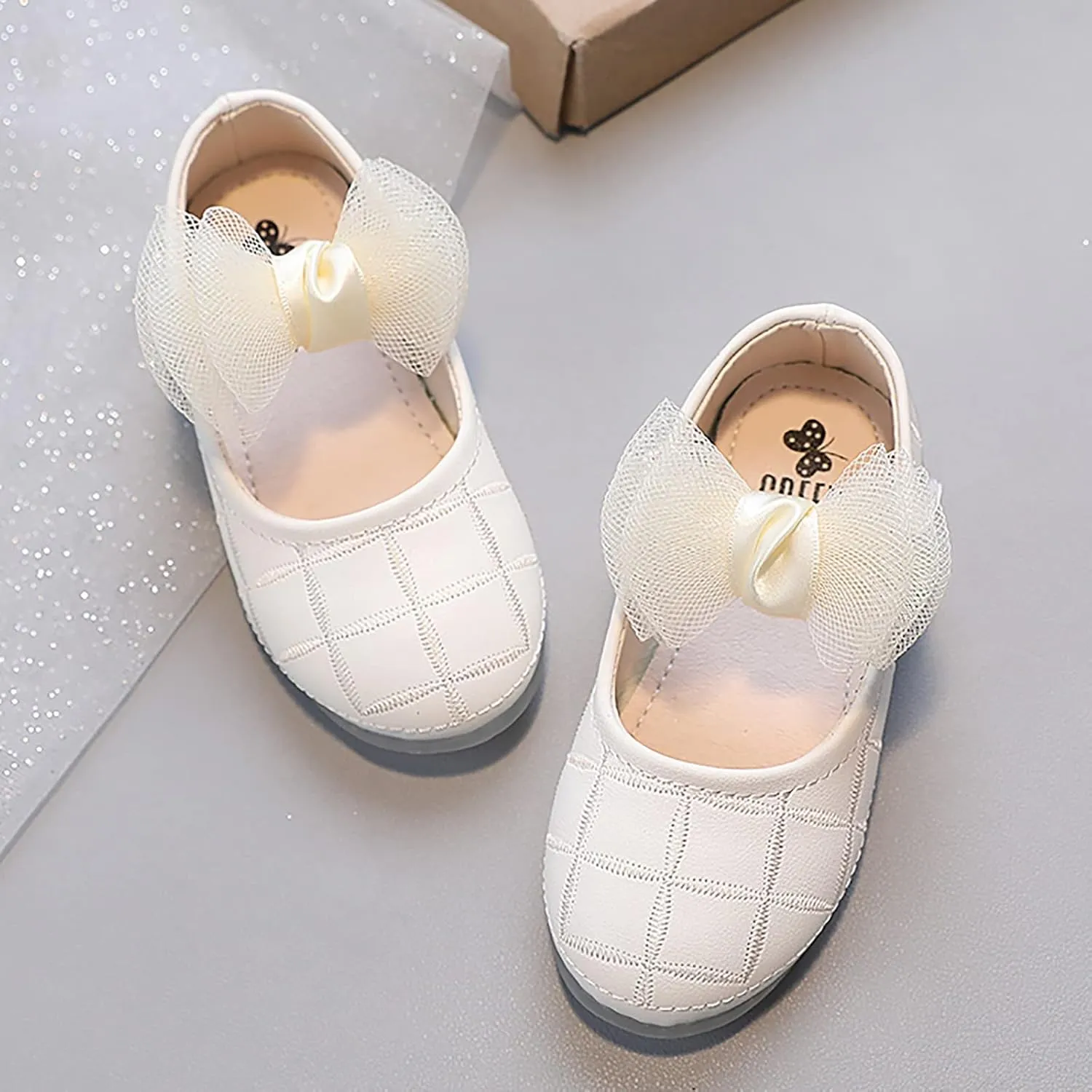 Flower Girls Dress Shoes Mary Jane Bow Ballet Flat for Wedding Pary School Toddler/Little Kid Girls Sweet Shoes