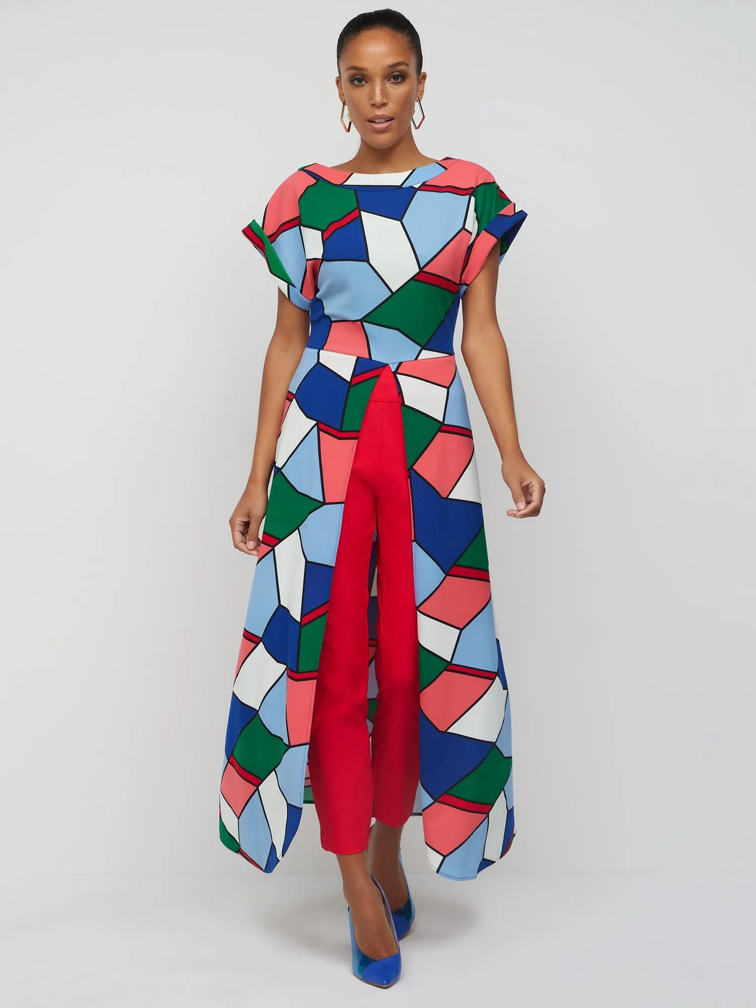 Geometric-Print Knit Maxi Top