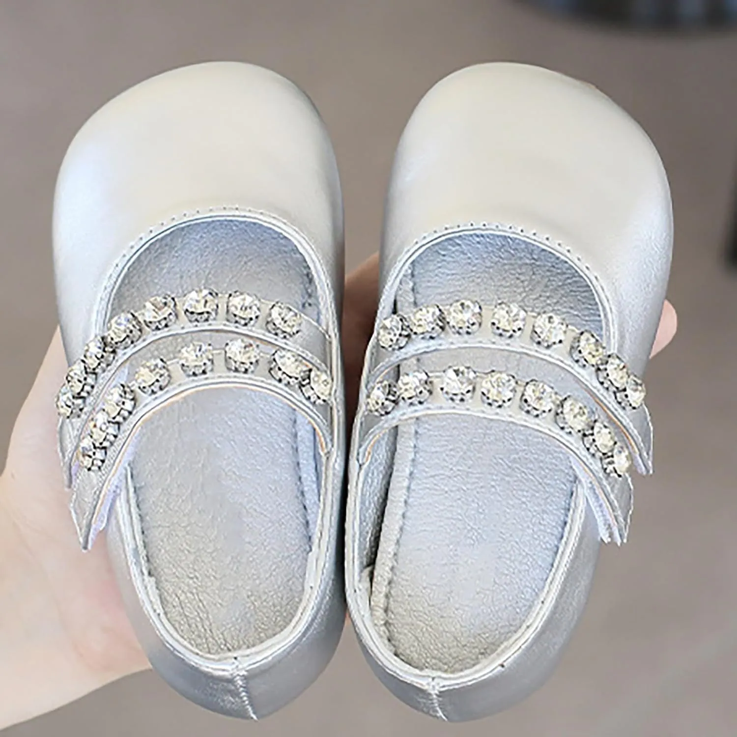Girl Toddler Kids Ballet Flats Pearl Rhinestone Mary Jane Slip-on Party School Flower Wedding Dress Shoes