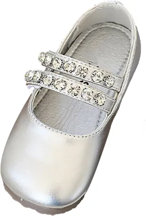 Girl Toddler Kids Ballet Flats Pearl Rhinestone Mary Jane Slip-on Party School Flower Wedding Dress Shoes