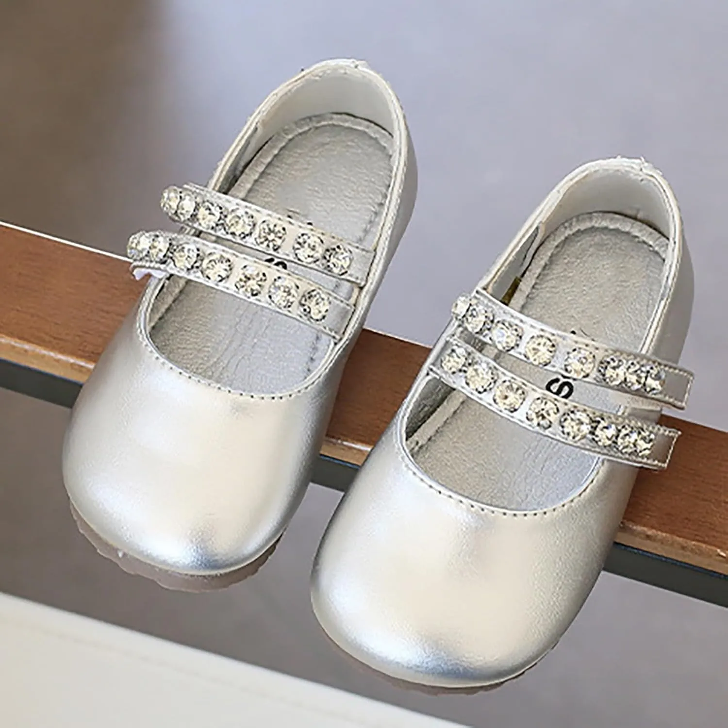 Girl Toddler Kids Ballet Flats Pearl Rhinestone Mary Jane Slip-on Party School Flower Wedding Dress Shoes