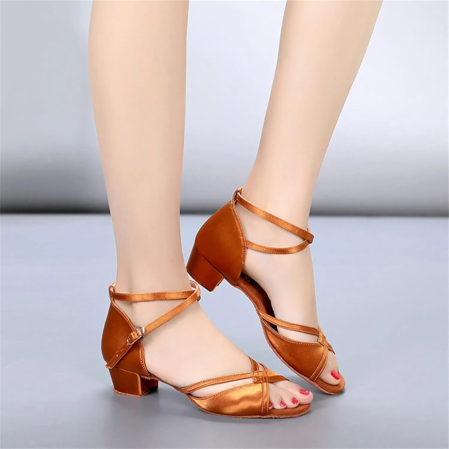 Girl's Ballroom Latin Tango Dance Shoes Low Heel Salsa Tango Dancing Shoes Silk Latin Dance Shoes Boy for Practice