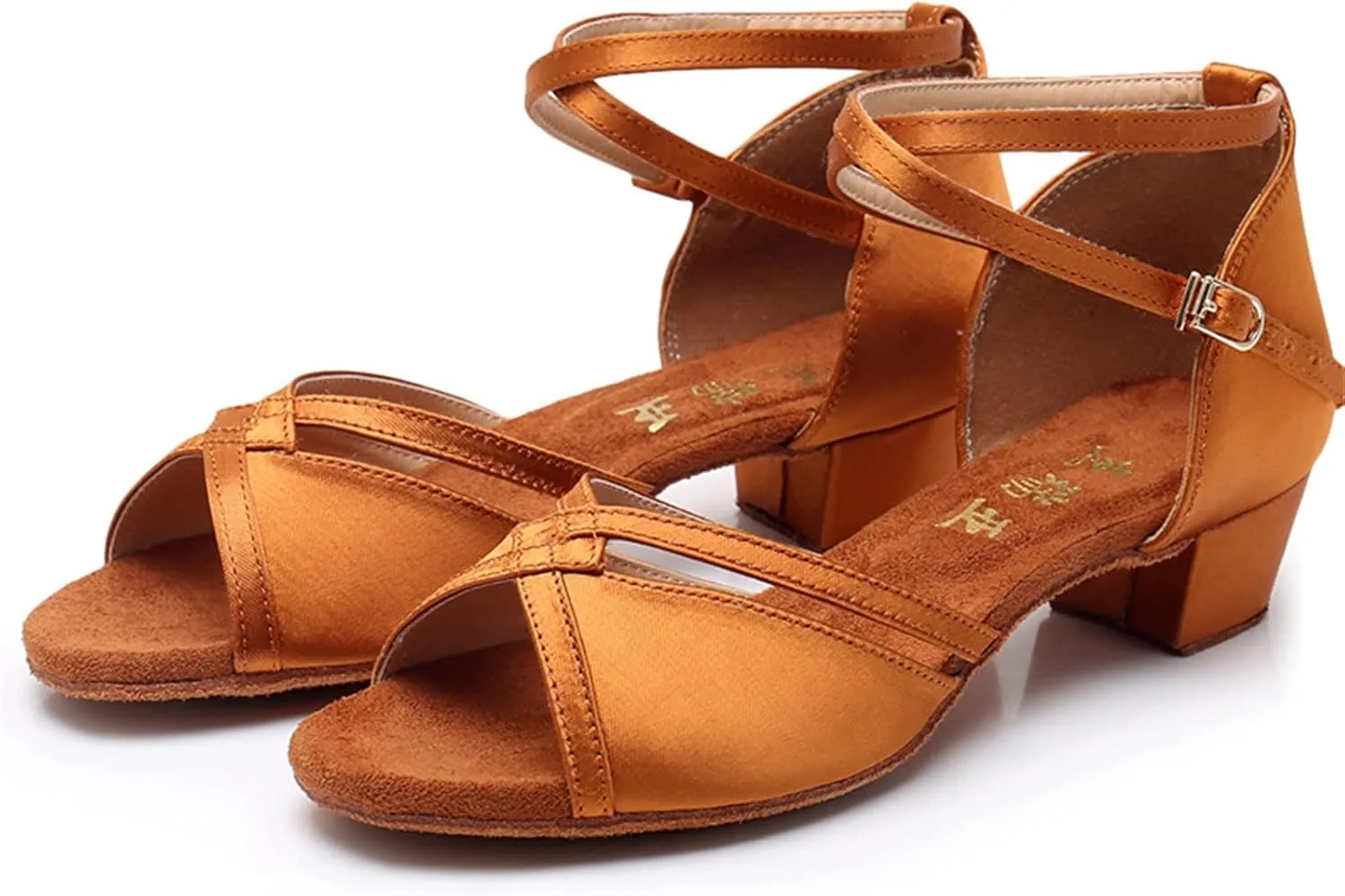 Girl's Ballroom Latin Tango Dance Shoes Low Heel Salsa Tango Dancing Shoes Silk Latin Dance Shoes Boy for Practice