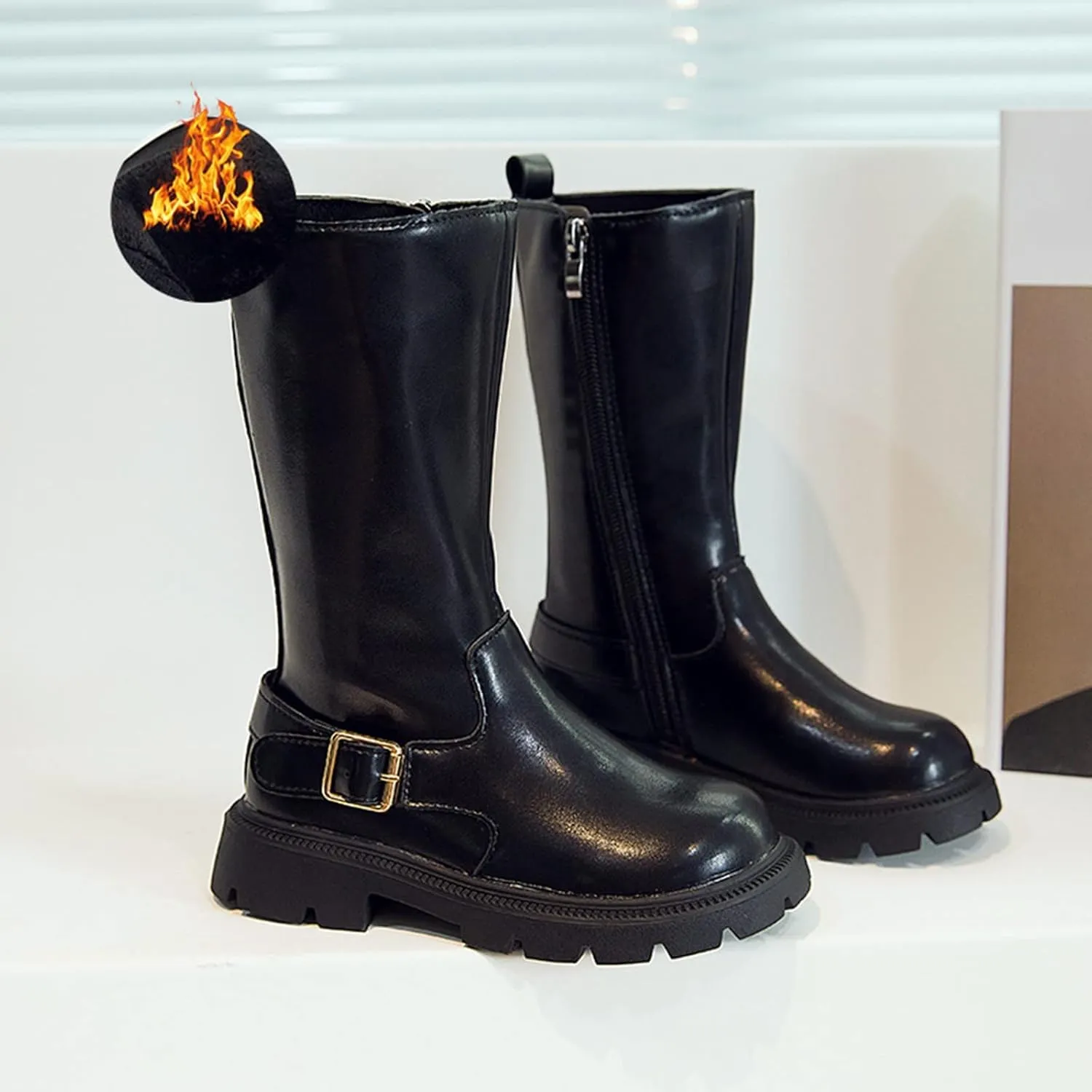 Girls Boots Big Girls Size 3 Fashion Winter Children Girls Boots Thick Soles Non Slip Solid Dress Boots Girls