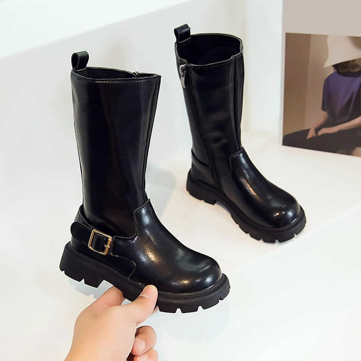 Girls Boots Big Girls Size 3 Fashion Winter Children Girls Boots Thick Soles Non Slip Solid Dress Boots Girls